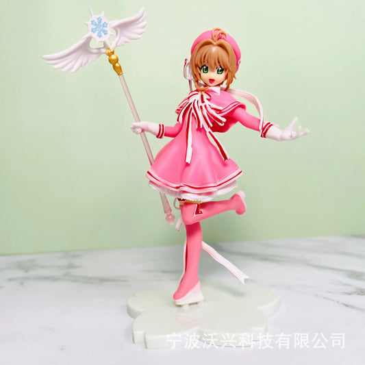 15CM Anime Card Captor Kinomoto Sakura Action Figure PVC Models Cardcaptor Magic Wand Girl Cake Decoration Christmas Gift