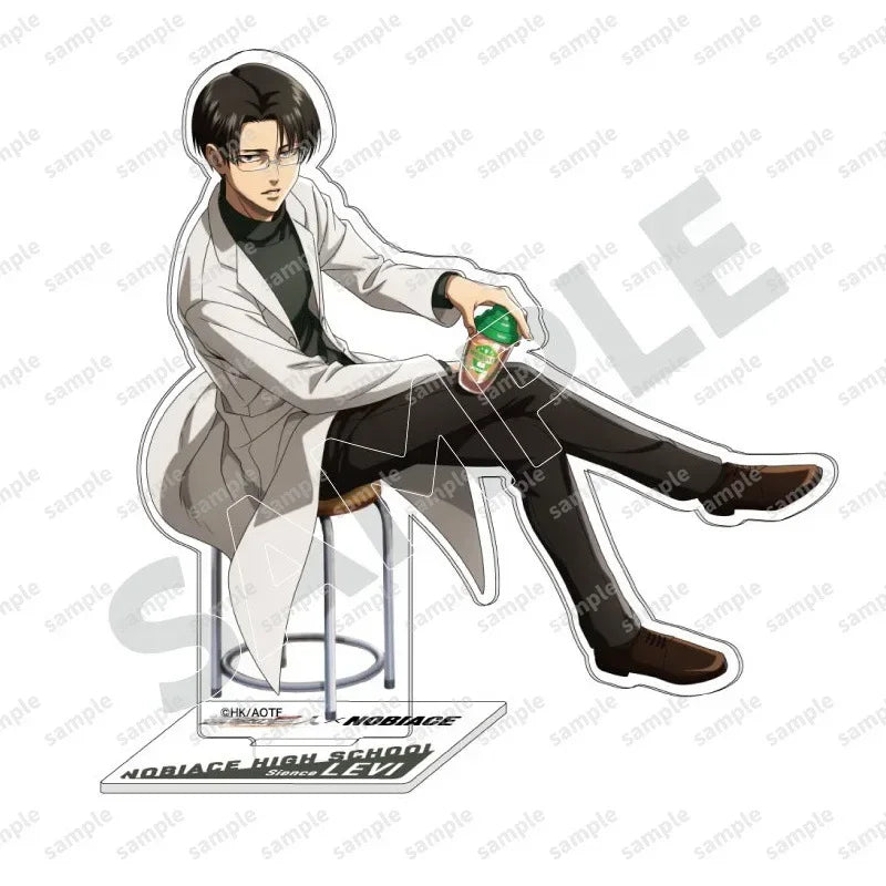 15CM Anime Shingeki no Kyojin Attack On Titan Levi Ackerman Sitting standing posture Cosplay Standing sign Acrylic Ornament