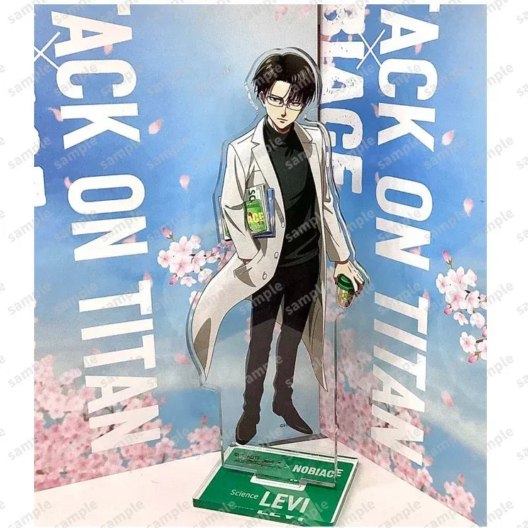 15CM Anime Shingeki no Kyojin Attack On Titan Levi Ackerman Sitting standing posture Cosplay Standing sign Acrylic Ornament