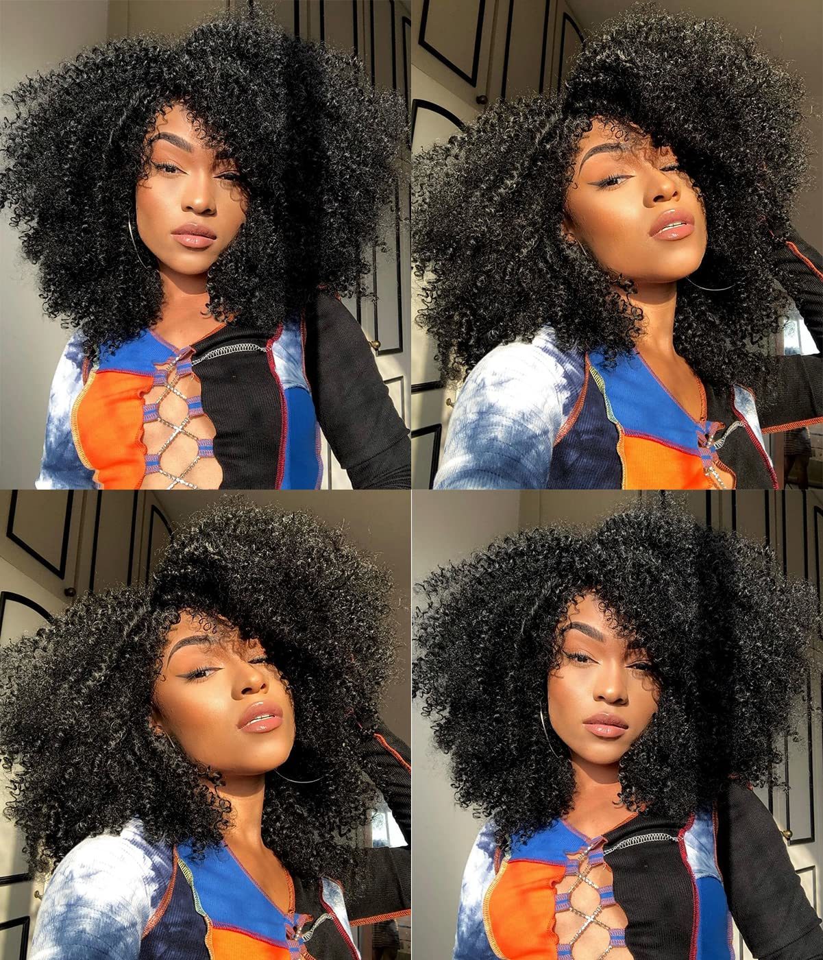 15Inch Curly Wigs for Black Women Afro Bomb Curly Wig