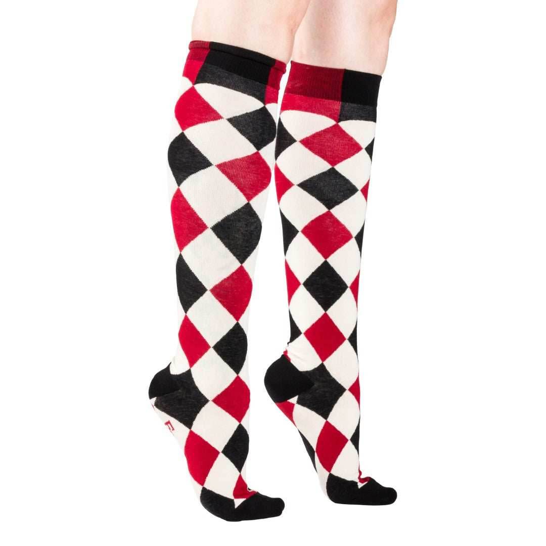 Haunting Harlequin Knee High Socks - 