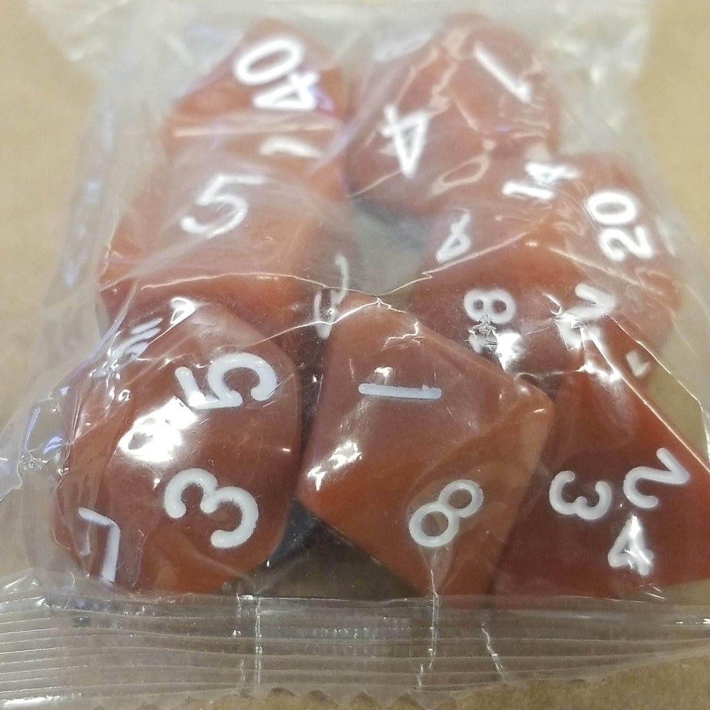 Brown Opaque 7 Die Set Polyhedral Dice by BrycesDice RPG Magic D&D Unique - 