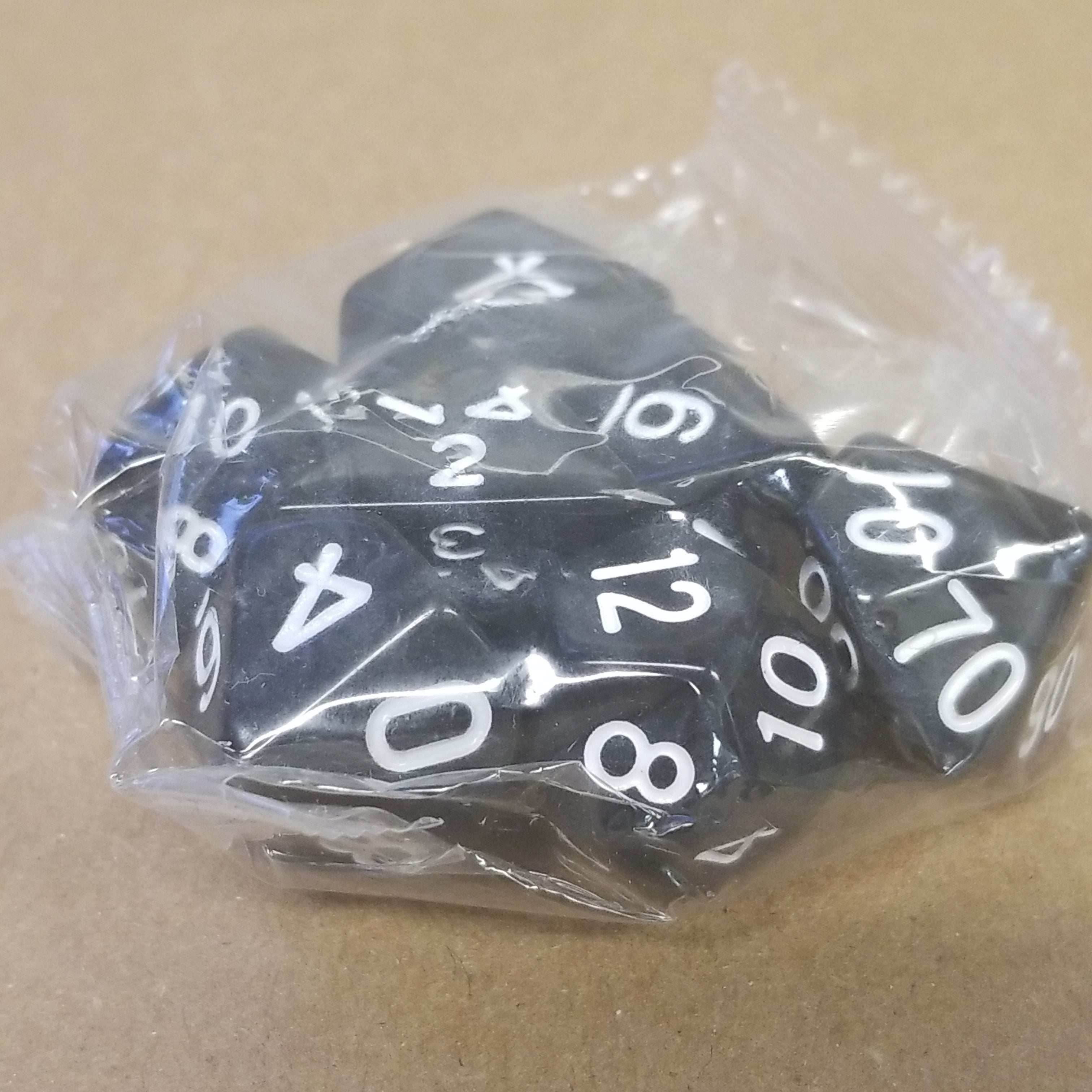 Black Opaque 7 Die Set Polyhedral Dice by BrycesDice RPG Magic D&D Unique - 