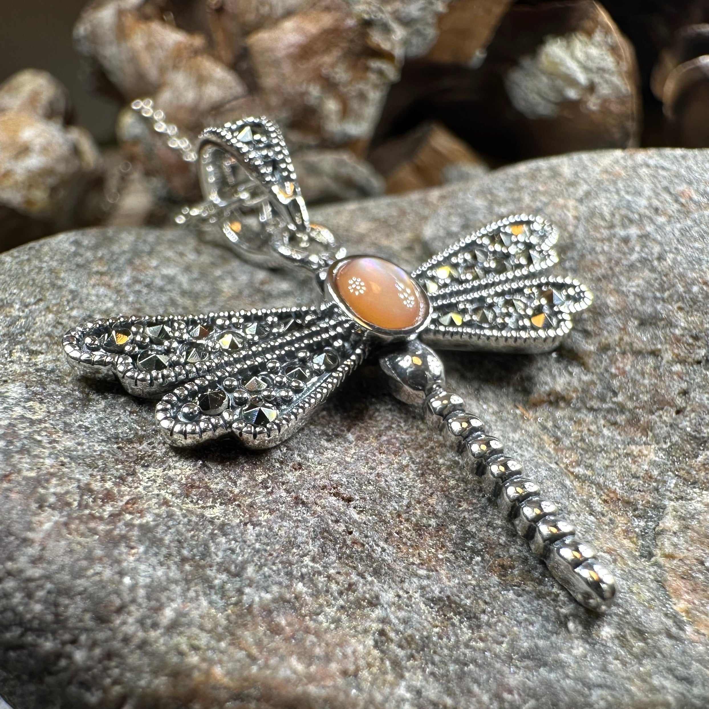 Triple Spiral Dragonfly Necklace