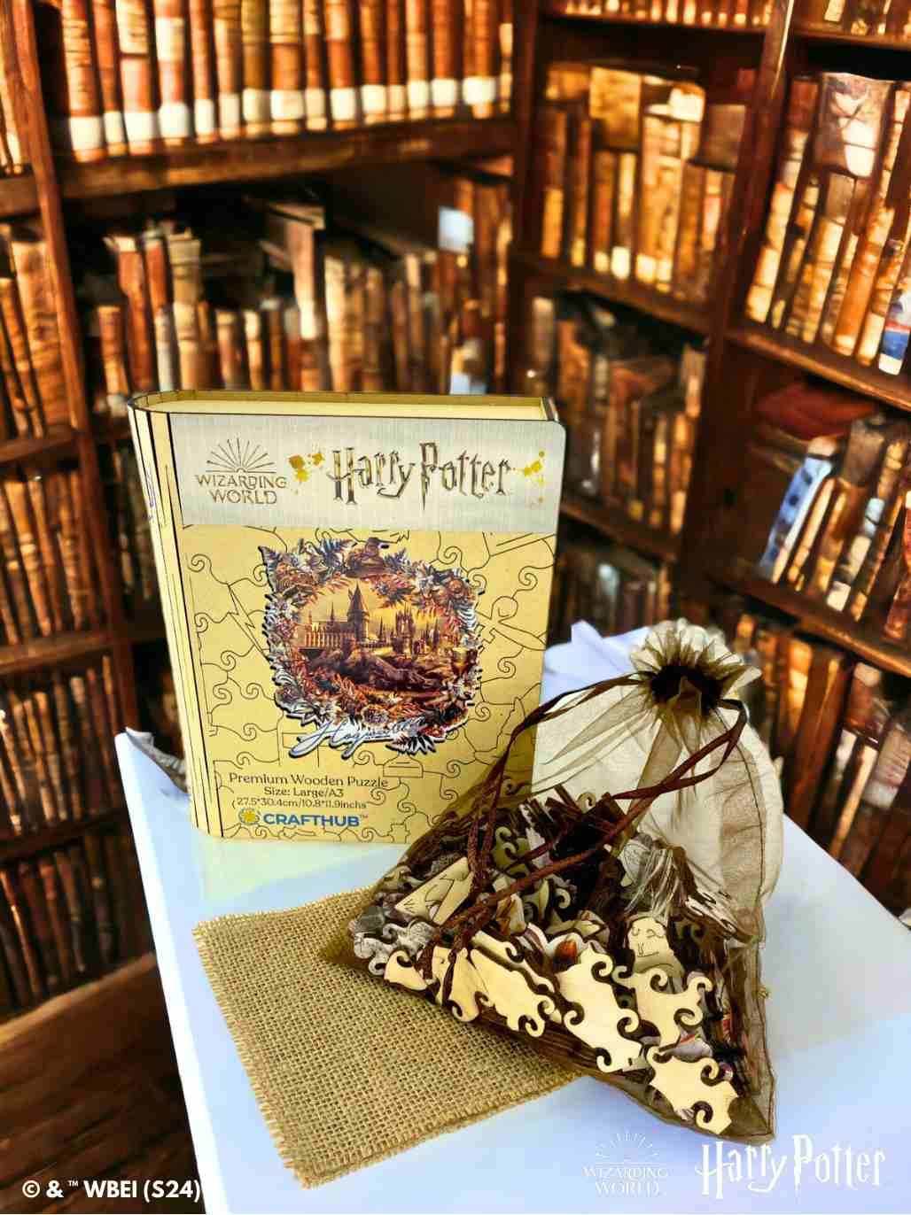 Harry Potter - Hogwarts Castle - Utilitarian Romance Wooden Jigsaw Puzzle - A4 + Wooden Gift Box