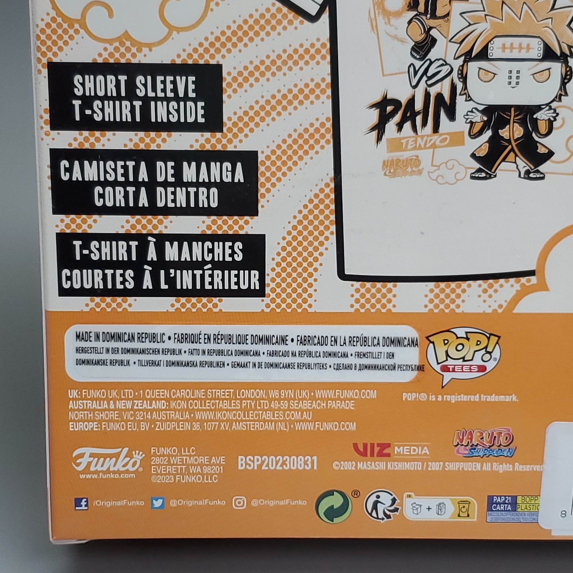 FUNKO Pop Naruto Shippuden Unisex T-Shirt SZ XL Naruto vs Pain Boxed Tee - 