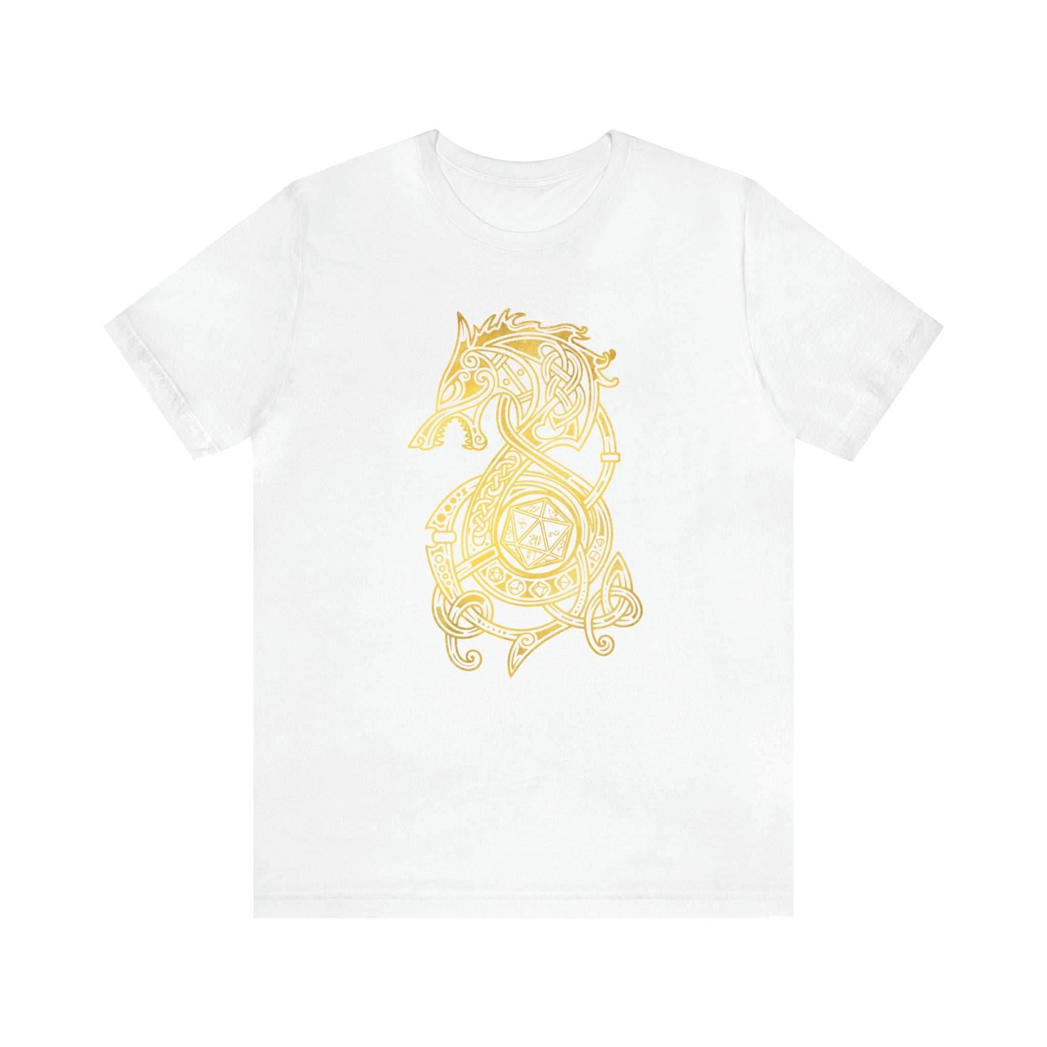 Golden Celtic Dice Dragon Shirt - White / S