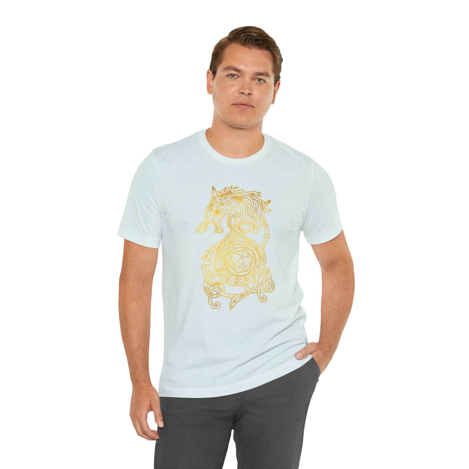 Golden Celtic Dice Dragon Shirt - Army / S