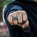 1776 Crossed Guns Stainless Steel Ring - Silver / 5