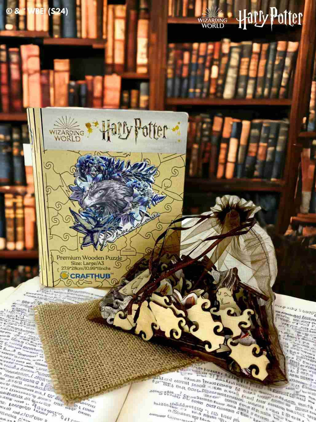 Harry Potter - Ravenclaw Crest - Utilitarian Romance Wooden Jigsaw Puzzle - A4 + Wooden Gift Box