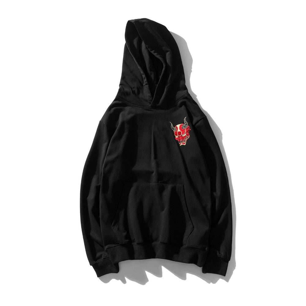 KH9060 Red Demon Embroidery Hoodie - Black / S
