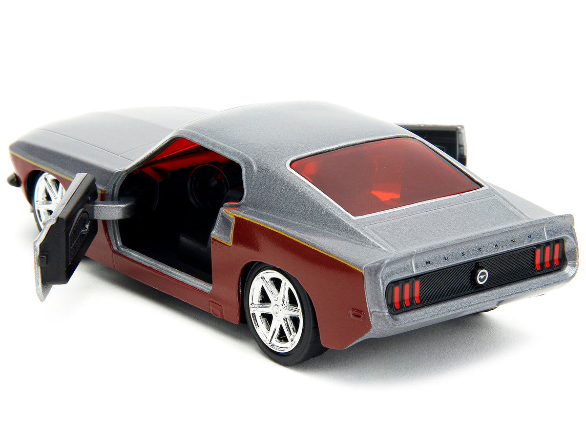 1969 Ford Mustang Silver Metallic and Dark Red and Star Lord Diecast Figure "Marvel Guardians of the Galaxy" "Hollywood Rides" Series 1/32 Diecast Model Car by Jada