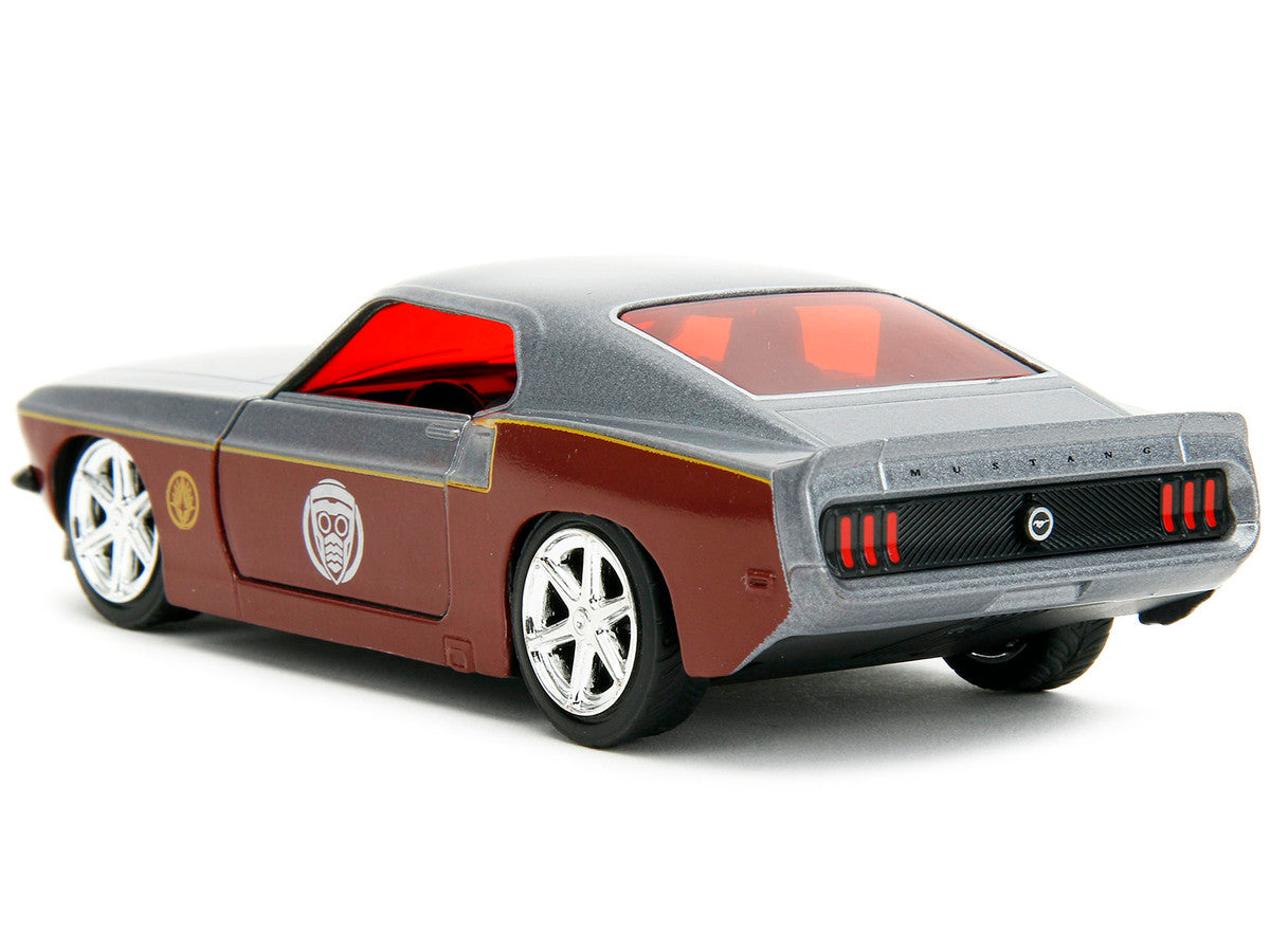 1969 Ford Mustang Silver Metallic and Dark Red and Star Lord Diecast Figure "Marvel Guardians of the Galaxy" "Hollywood Rides" Series 1/32 Diecast Model Car by Jada