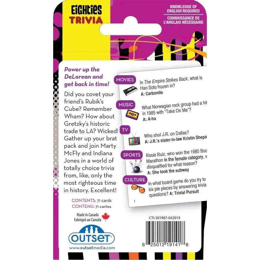 1980s A Decade of Trivia Card Game Outset - 