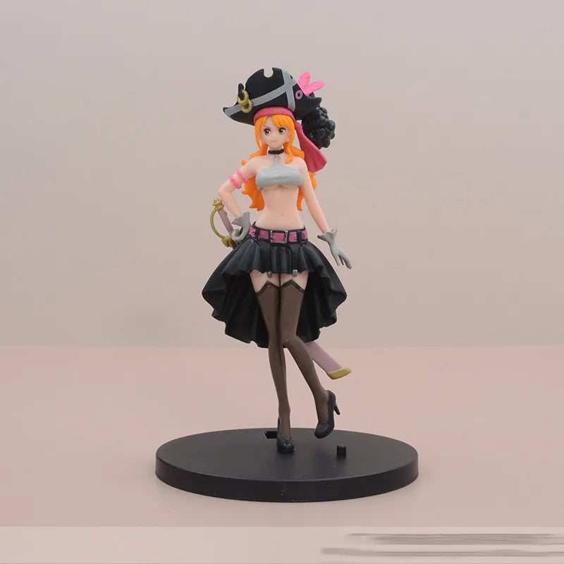 19CM Anime One Piece Nami Black Clothes Action Figure ONE PIECE FILM RED Dress Up Figurine PVC Collectible Model Toy Kid Gift