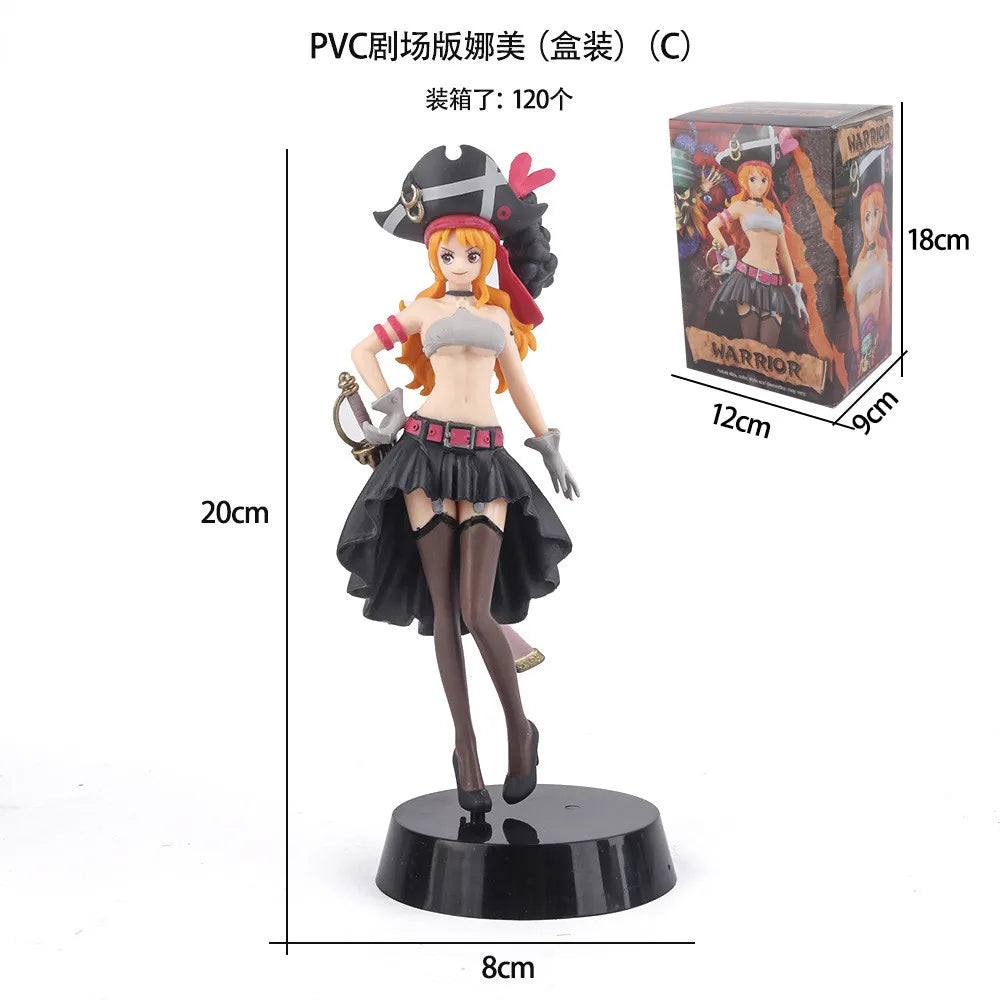 19CM Anime One Piece Nami Black Clothes Action Figure ONE PIECE FILM RED Dress Up Figurine PVC Collectible Model Toy Kid Gift