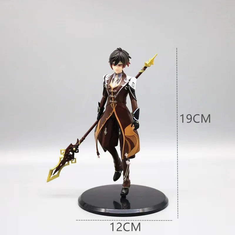 19CM Genshin Impact Zhongli Klee Hu Tao Paimon Anime Figure PVC Action Figure Model Sculpture Hand-made Desktop Decoration