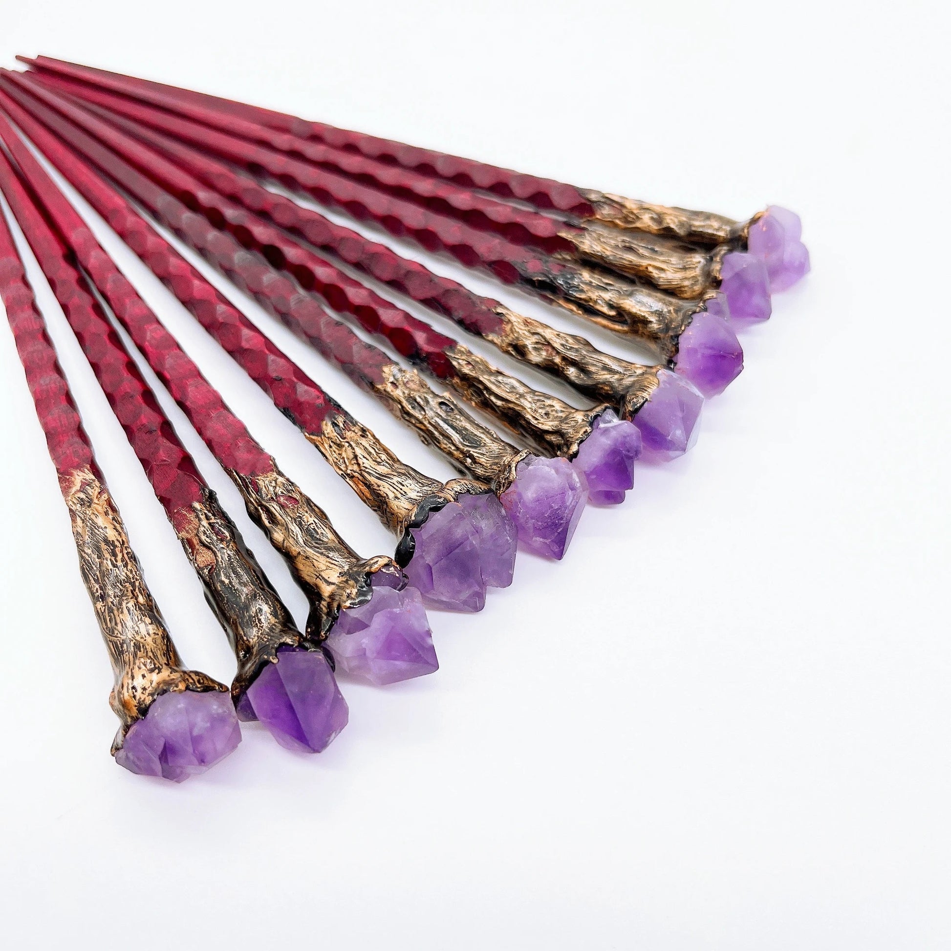 19CM Natural Crystal Stone Magic Stick Wand Witch Amethyst Flower Witchcraft Scepter Reiki Healing Home Decoration children Gift