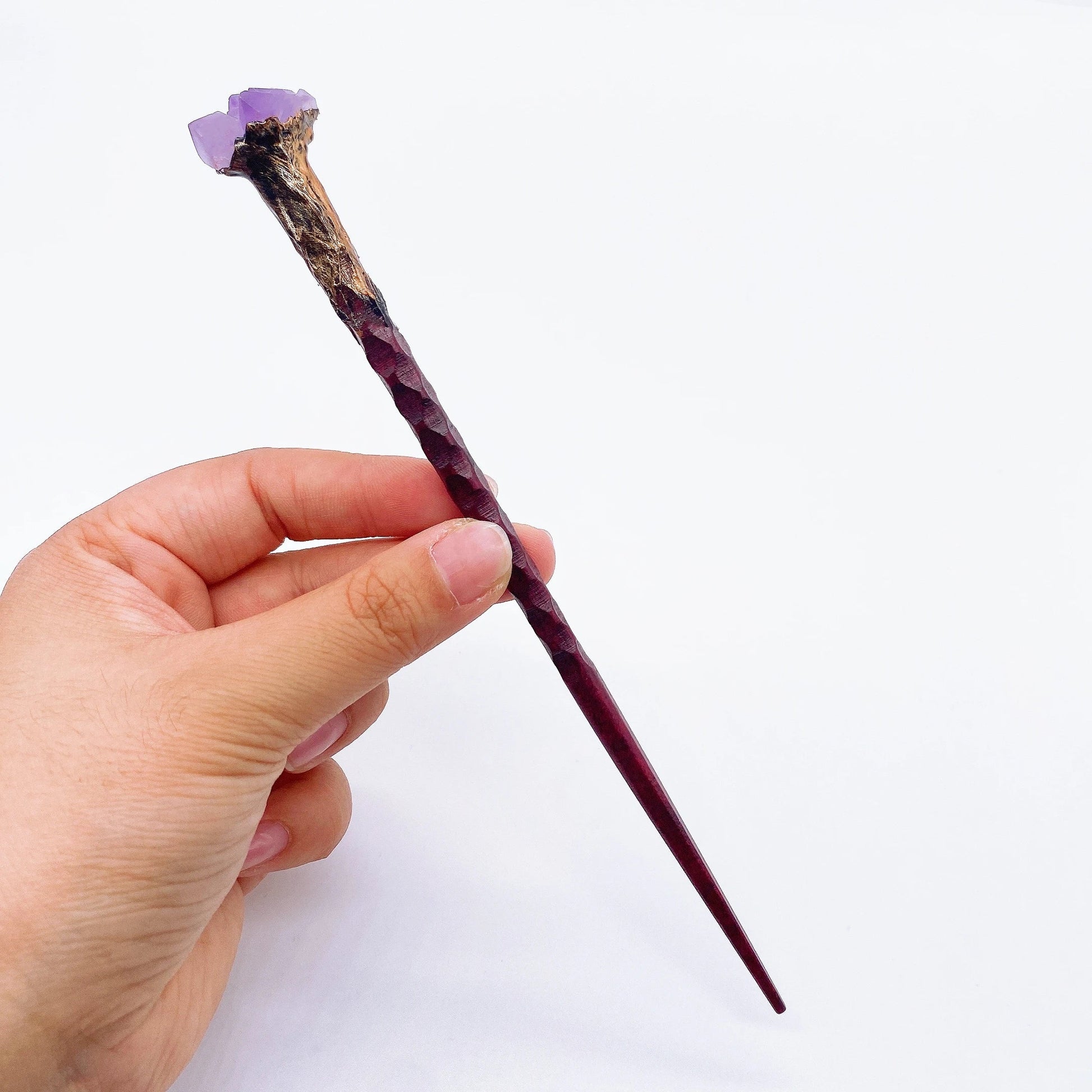 19CM Natural Crystal Stone Magic Stick Wand Witch Amethyst Flower Witchcraft Scepter Reiki Healing Home Decoration children Gift