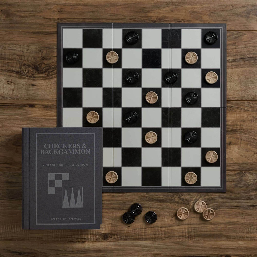 Checkers & Backgammon - Vintage Bookshelf Edition - 