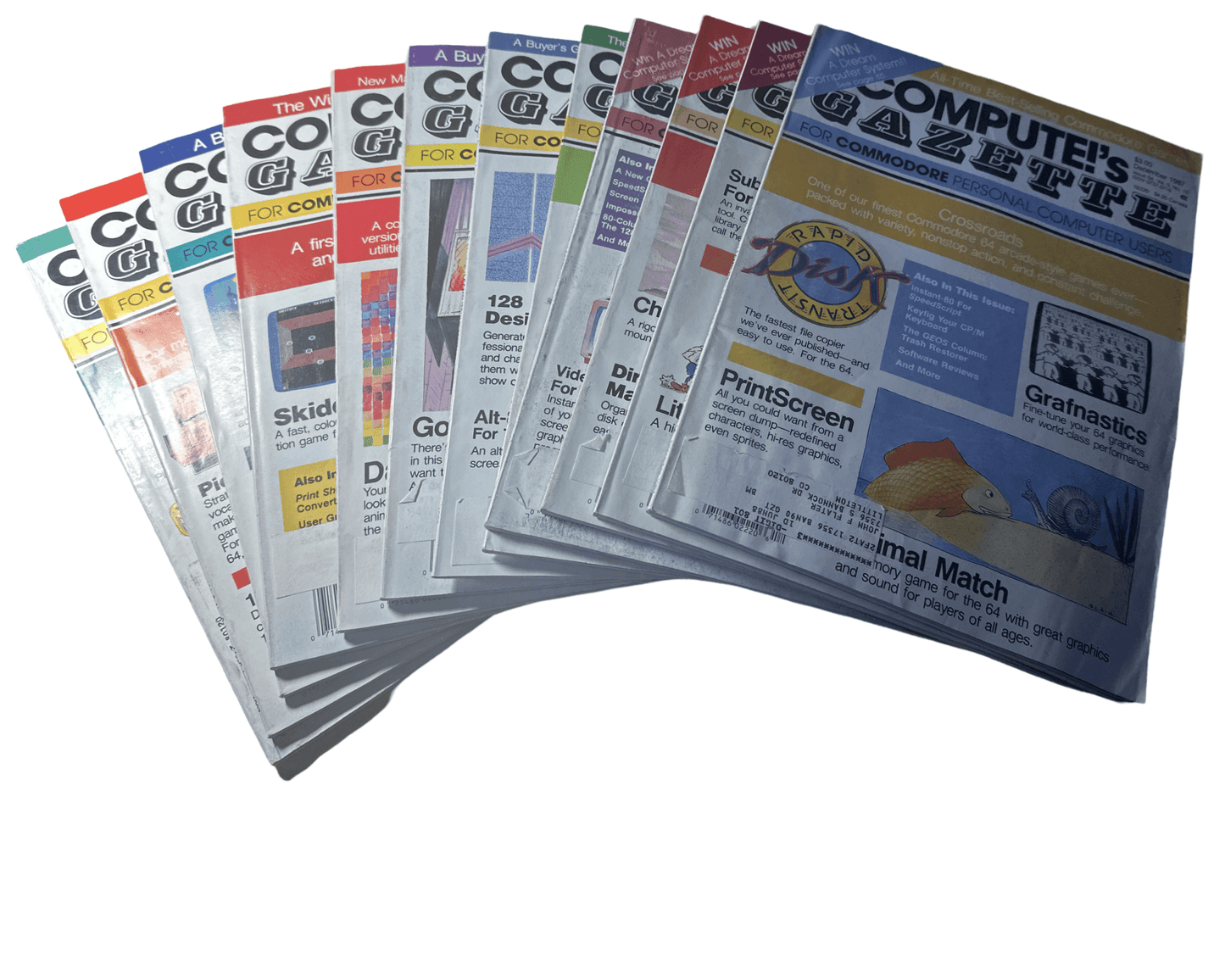 Compute's Gazette 1987 Back Issue(s) C64 C128 VIC-20 Commodore 64 Magazine - 12 Issues (January 1987 - December 1987) Without Discs