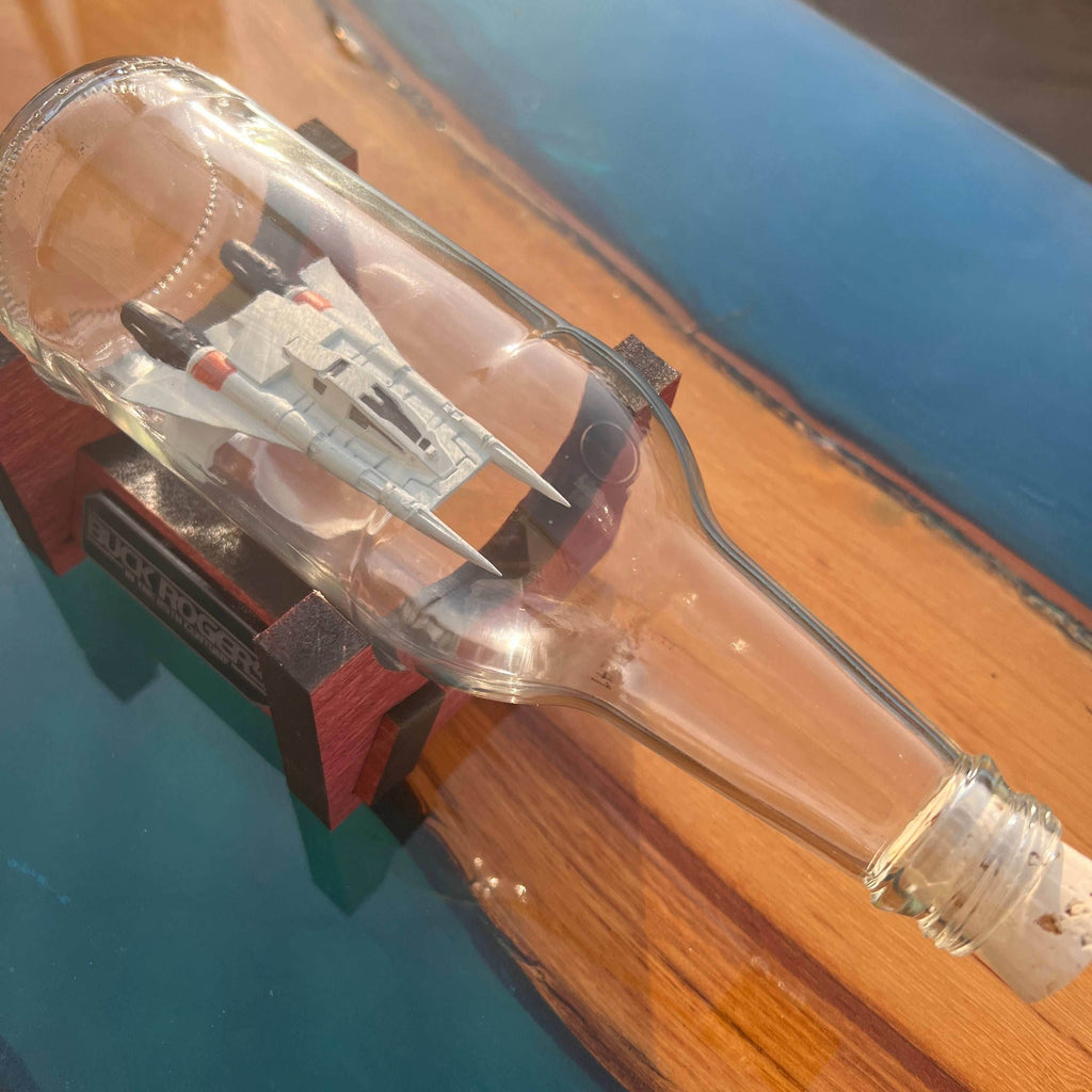 Buck Rogers Thunderfighter Starship in a Bottle - With Stand