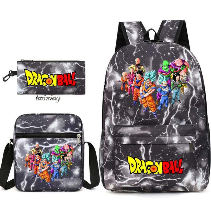 Dragon Ball Backpack Student Shoulder Bag Travel Bag 3-Piece Set