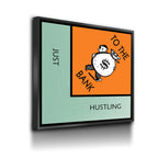 Monopoly Style Just Hustling To The Bank Motivational Framed Canvas Wall Art