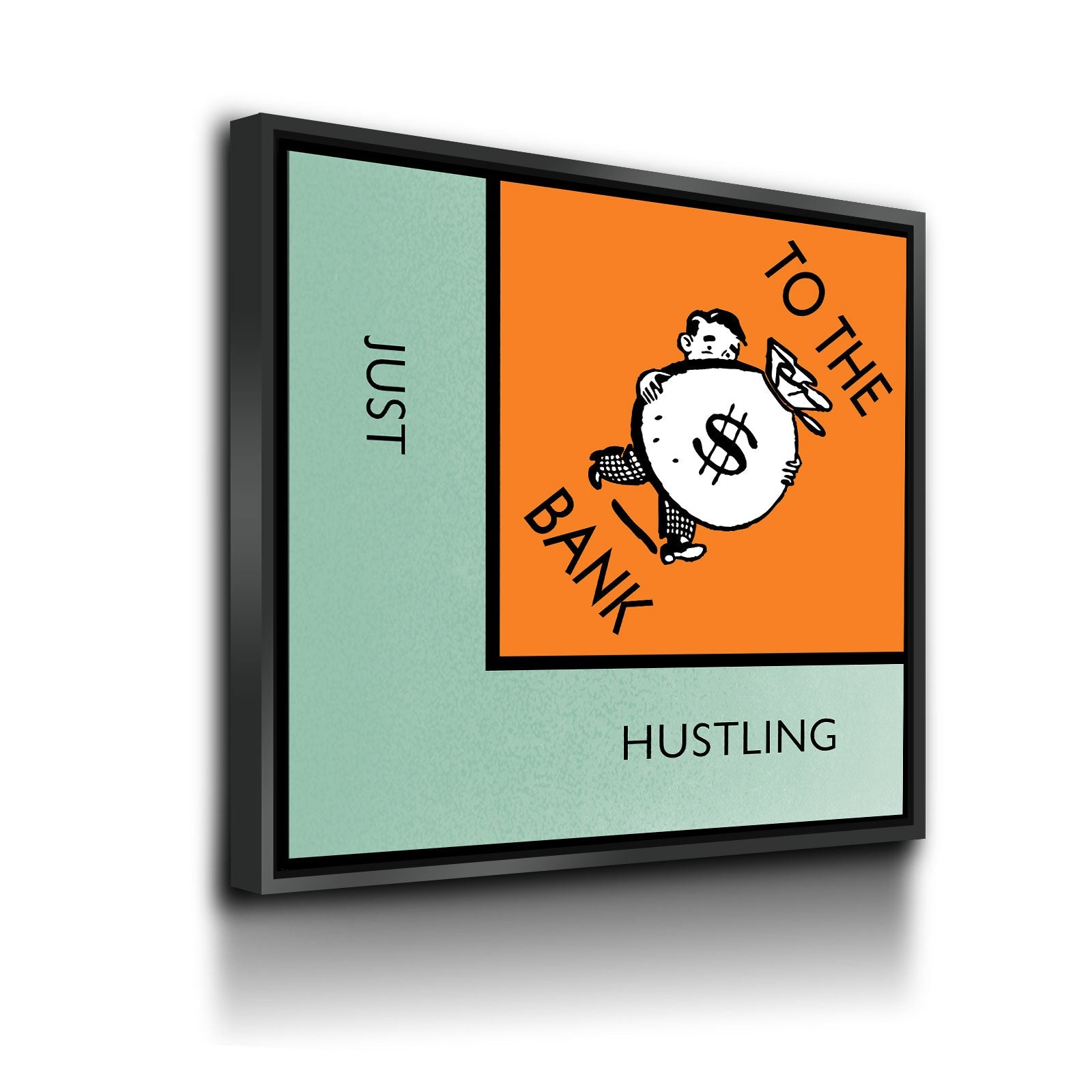 Monopoly Style Just Hustling To The Bank Motivational Framed Canvas Wall Art