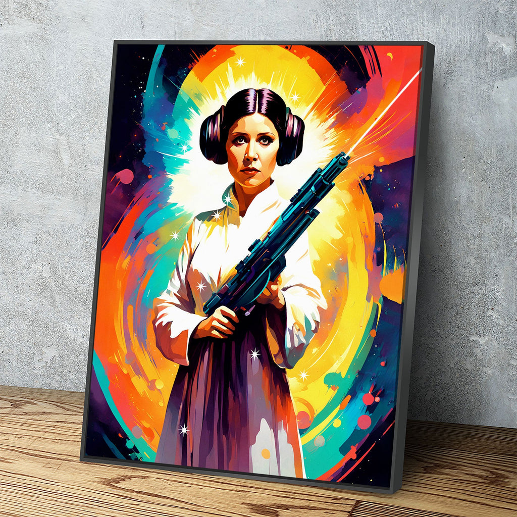 Abstract Princess Leia Canvas Wall Art, Colorful Princess Leia Print