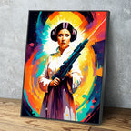 Abstract Princess Leia Canvas Wall Art, Colorful Princess Leia Print