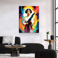 Abstract Princess Leia Canvas Wall Art, Colorful Princess Leia Print