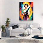 Abstract Princess Leia Canvas Wall Art, Colorful Princess Leia Print