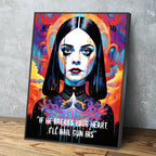 Abstract Wednesday Adams Canvas Wall Art, Colorful Wednesday Adams Print