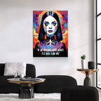 Abstract Wednesday Adams Canvas Wall Art, Colorful Wednesday Adams Print