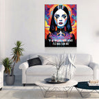 Abstract Wednesday Adams Canvas Wall Art, Colorful Wednesday Adams Print
