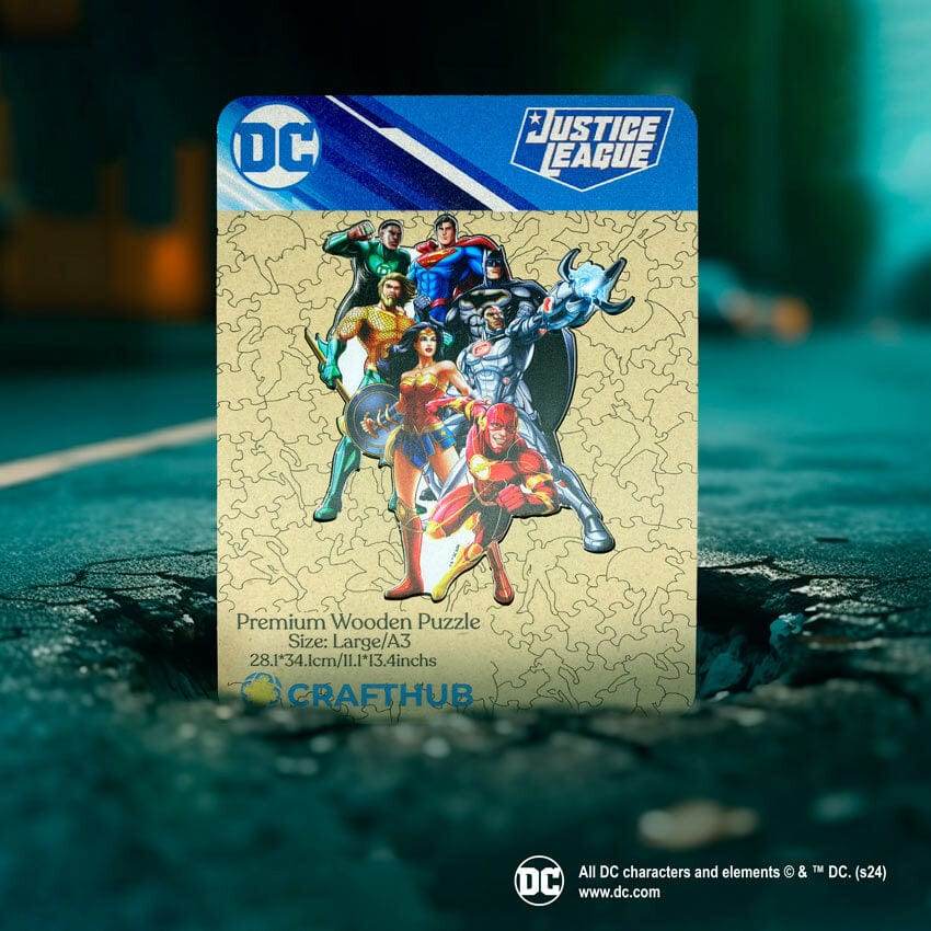 Justice League Legends Wooden Jigsaw Puzzle - A4 + Wooden Gift Box
