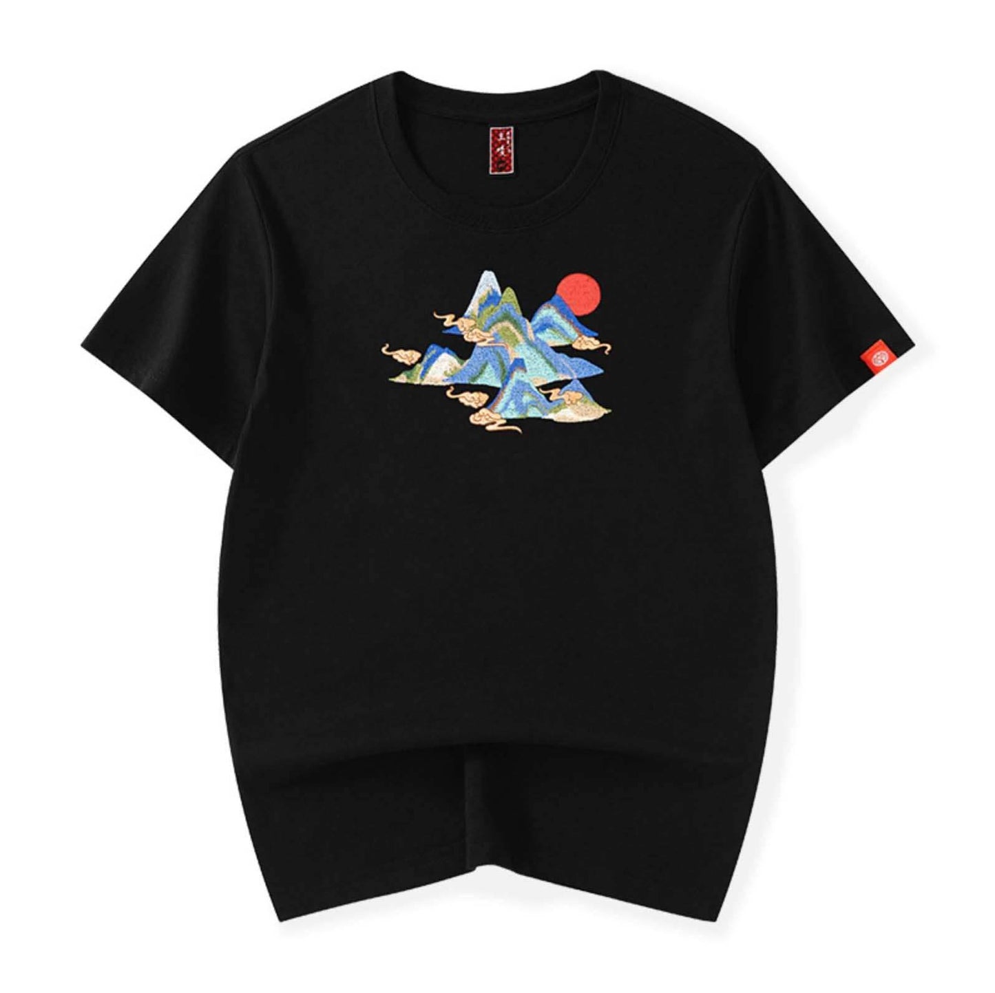 KH740 Mountains Embroidery Tee - Black / S