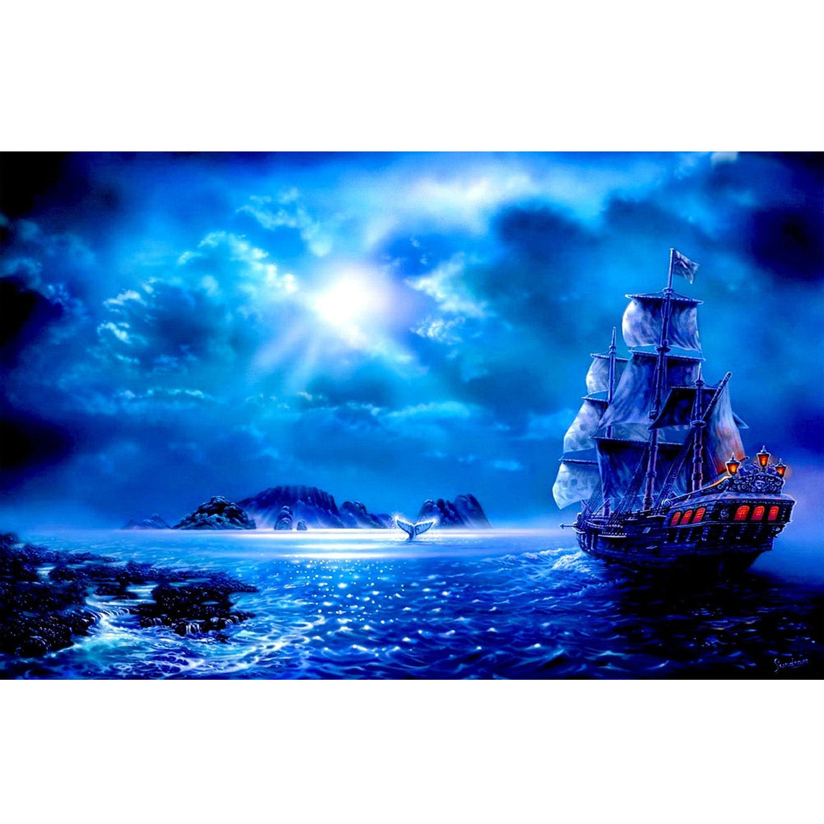 Ingooood Jigsaw Puzzle 1000 Pieces- Ghost Sailboat - Entertainment Toys for Adult Special Graduation or Birthday Gift Home Decor