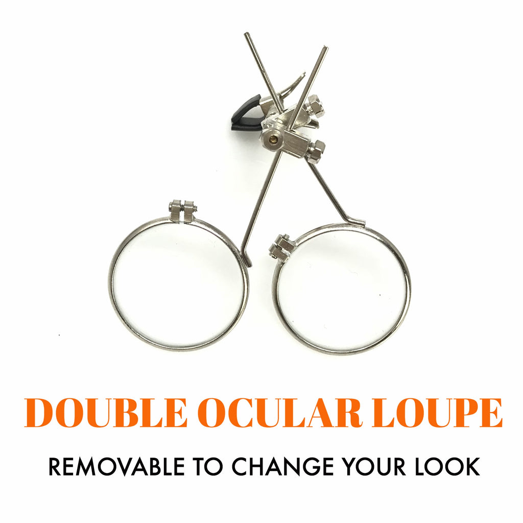 Steampunk Goggles with magnifying loupes UV glow neon orange lenses