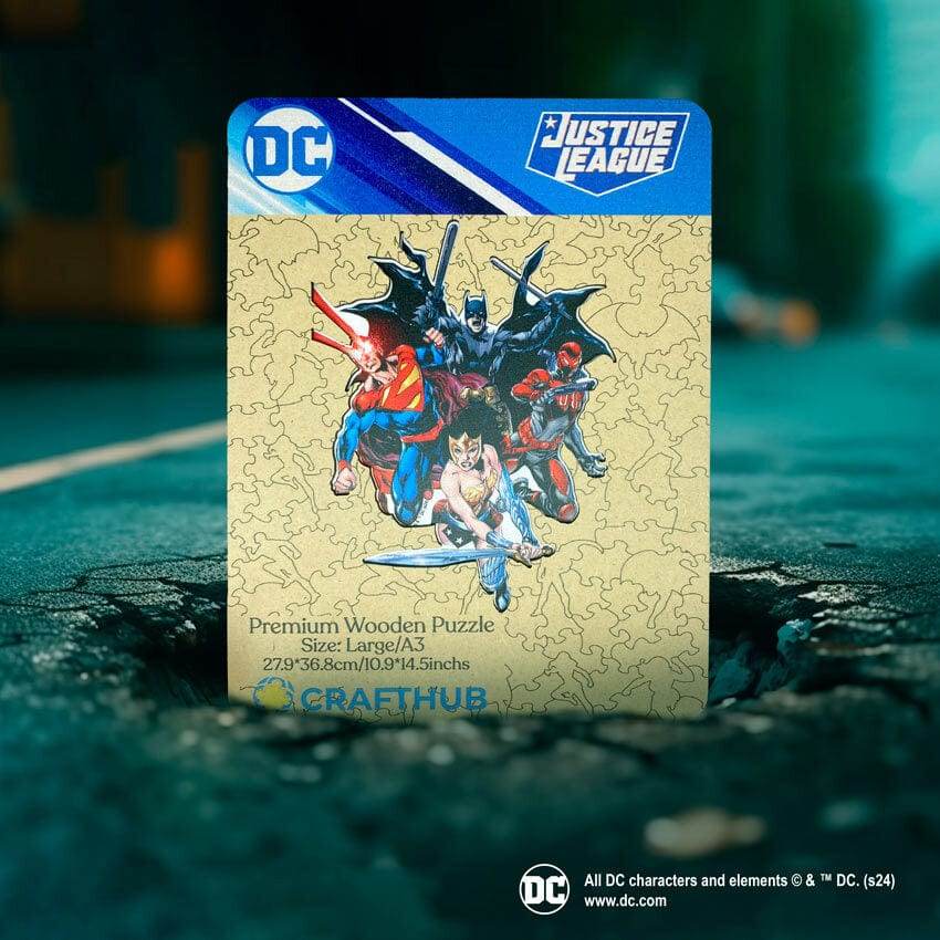 Justice League Wooden Jigsaw Puzzle - A4 + Wooden Gift Box