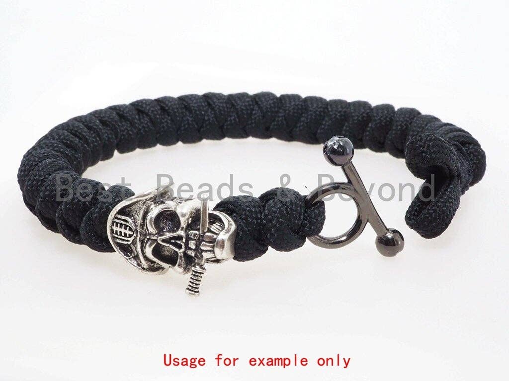 Antique Pirate Skull Paracord Beads, Paracord Survival Bracelet Beads, KeyChain Lanyard Making Findings, DIY Jewelry 15x21x11mm, sku#Y102