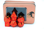 Red Chrome with Gold Solid Metal Barbarian Dice Set - 