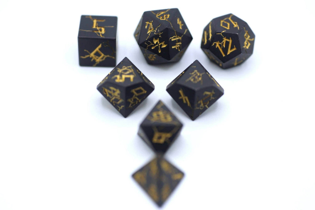 Matt Black with Gold Barbarian Dice Set - 