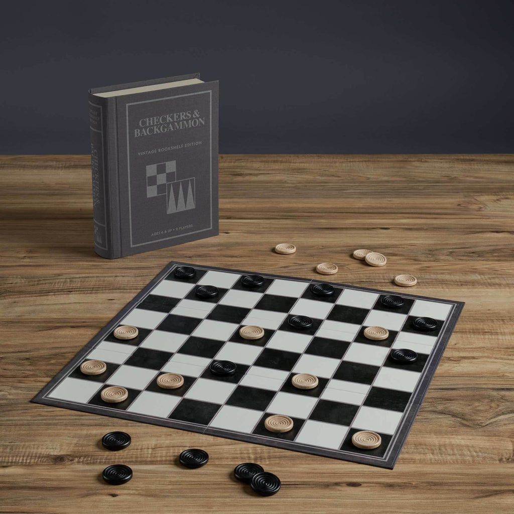 Checkers & Backgammon - Vintage Bookshelf Edition - 