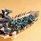 Silver Green Dragon Metal Dice Set