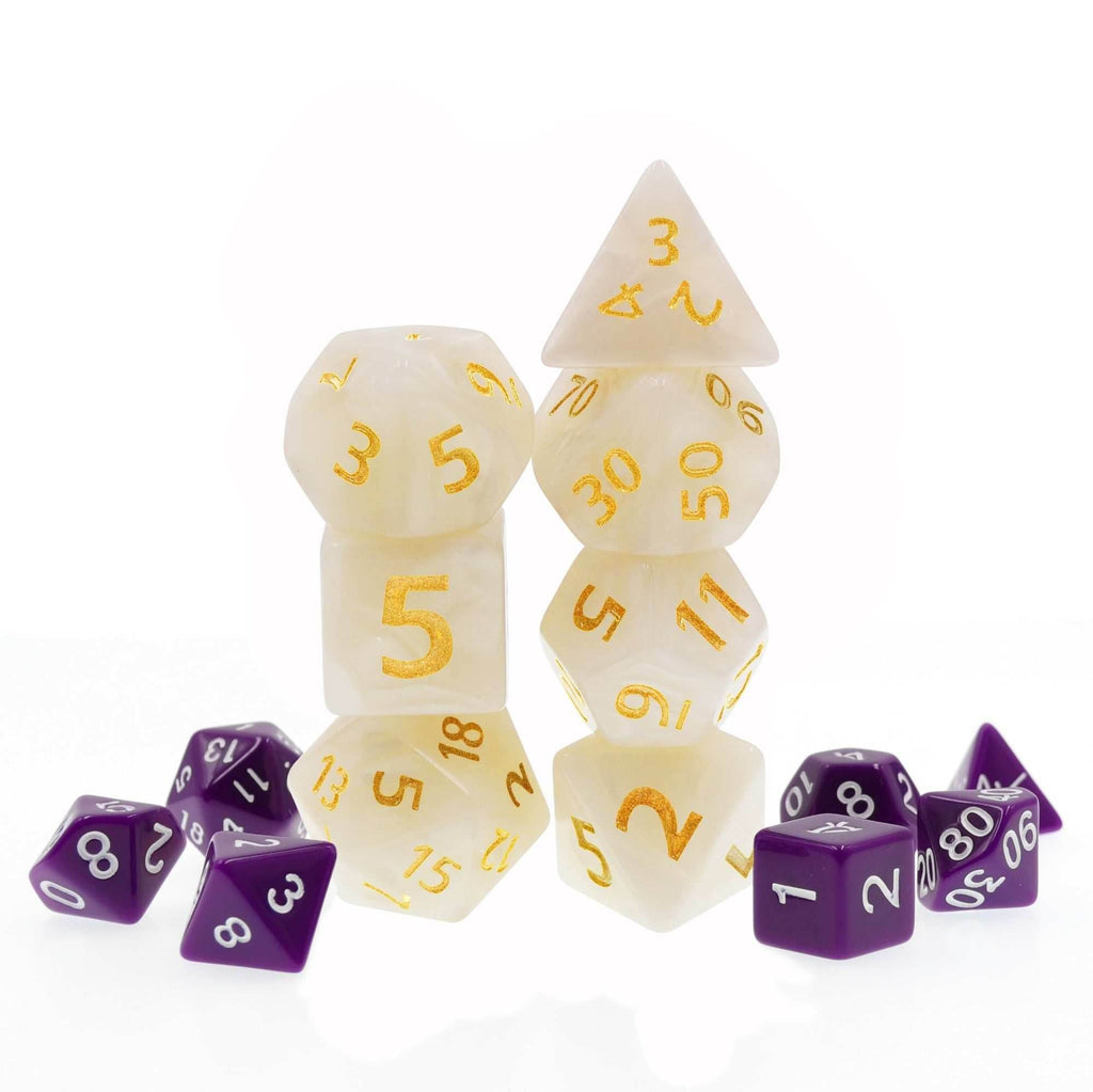 White Giant Pearl Dice (7) RPG Role Playing Game Dice - 
