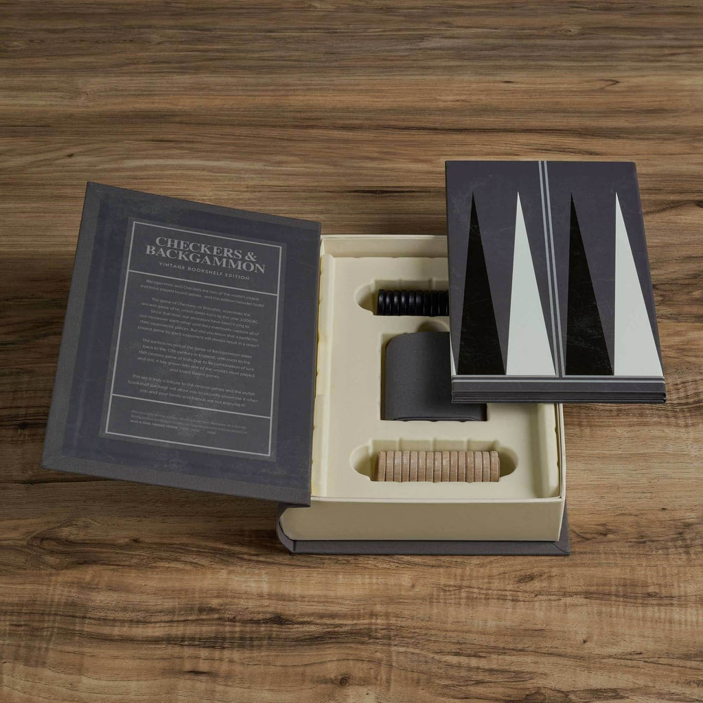 Checkers & Backgammon - Vintage Bookshelf Edition - 