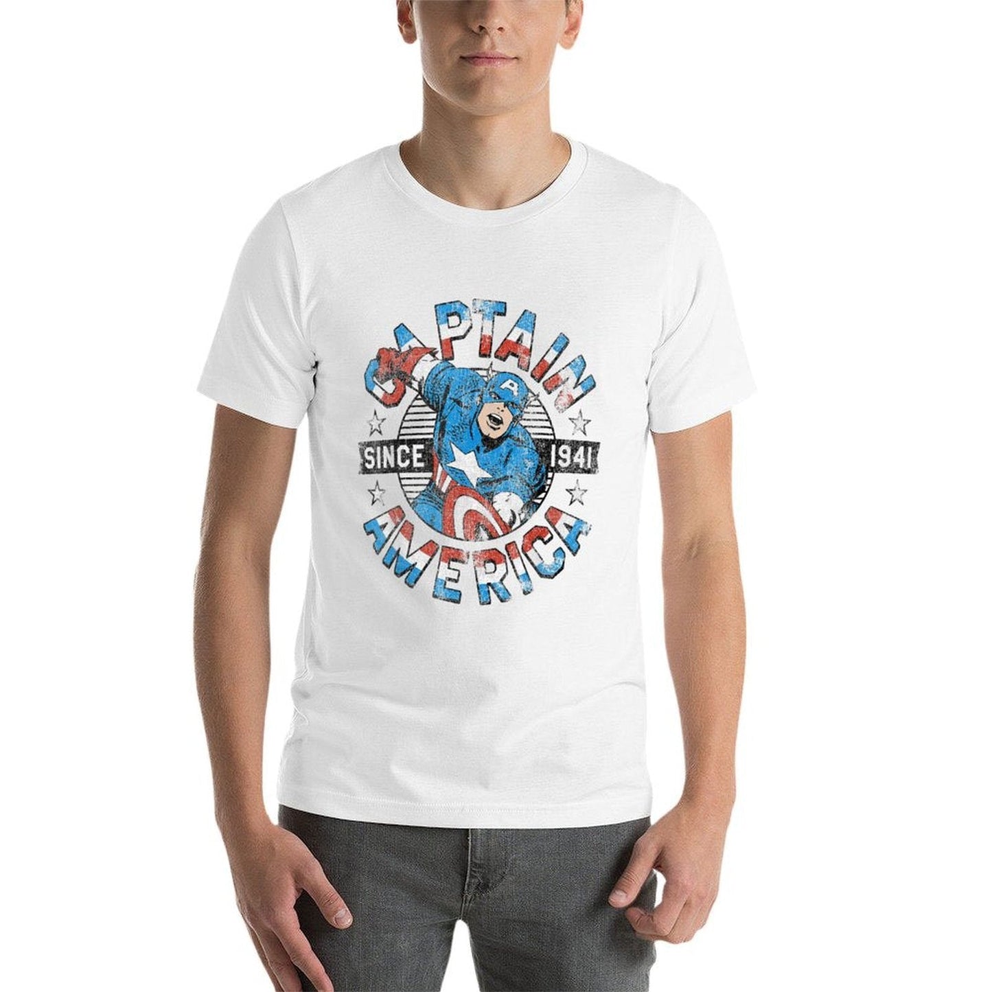 Marvel Avengers Vintage Captain America Comic Hero Since 41  Tagless Design T-Shirt