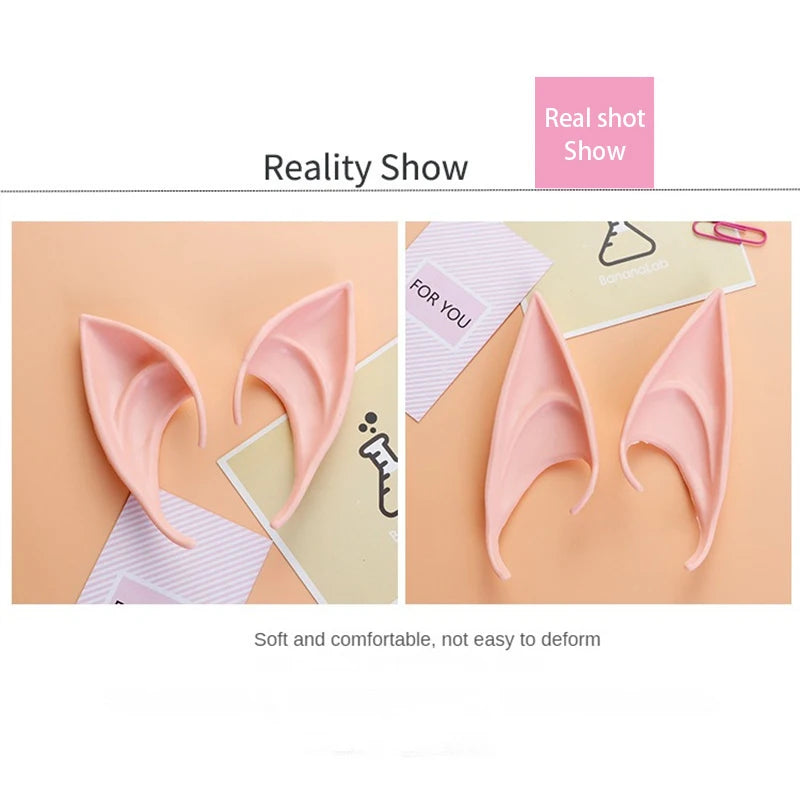 1Pair Cosplay Latex Fairy Angel Elf Ears Halloween Masquerade Party Costumes Christmas Party Decoration False Ears Props